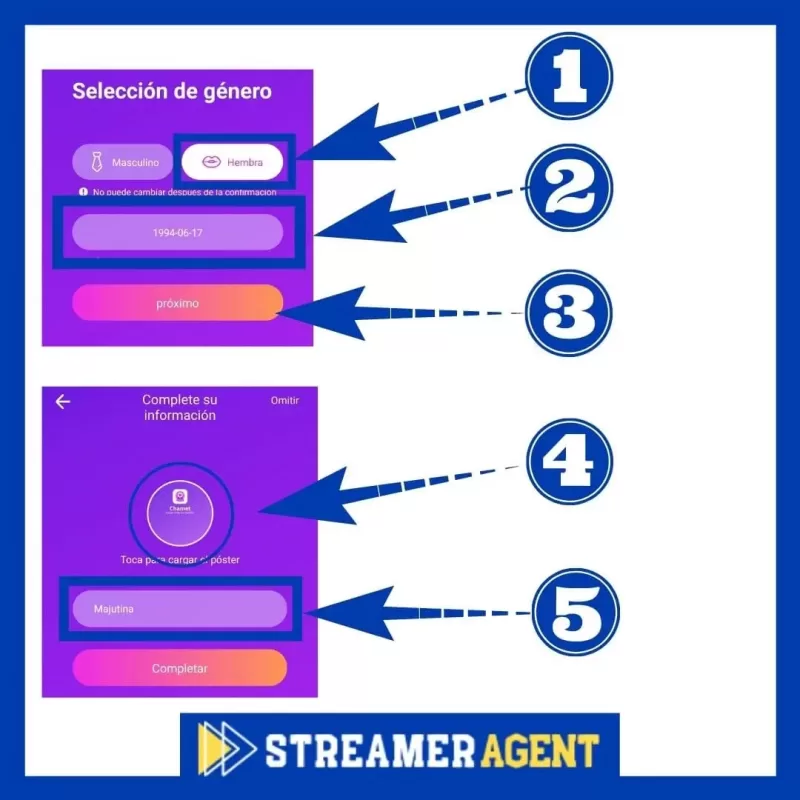 Set up profile in Chamet App - Streamer Agent