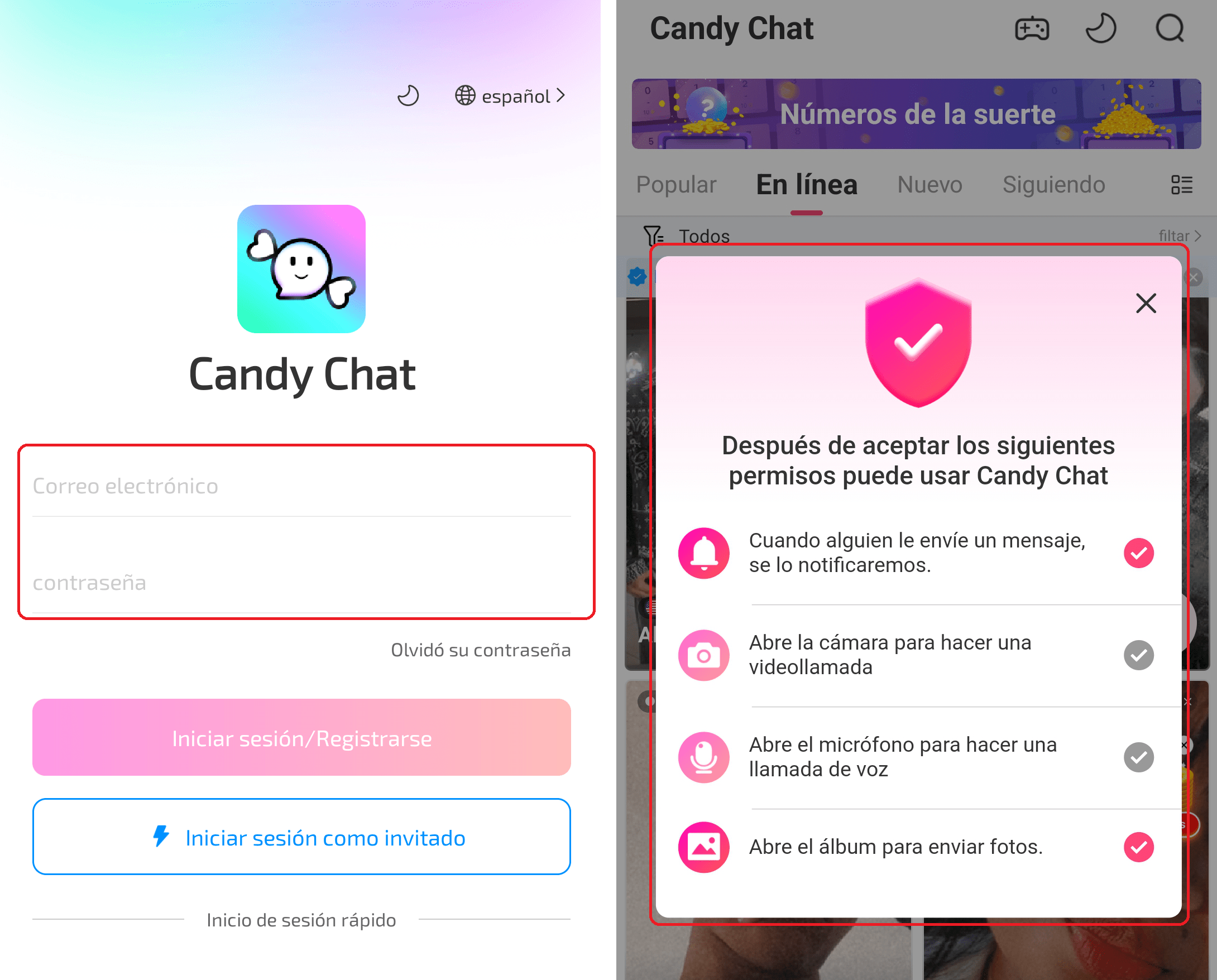 Login Candy Chat-