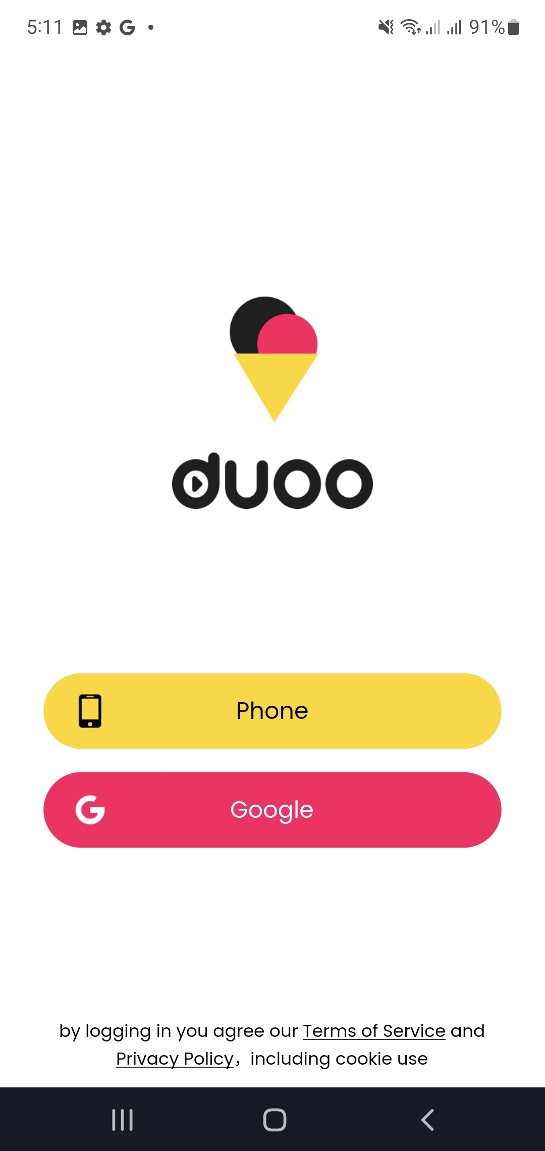 Login by phone option Duoo App